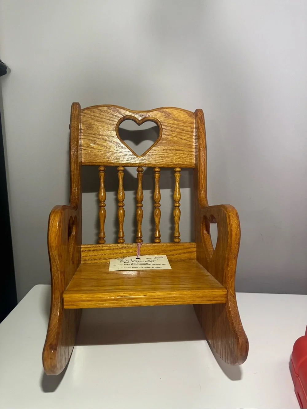 Handcrafted Oak Heart Rocking Chair Accent - Oak Finish